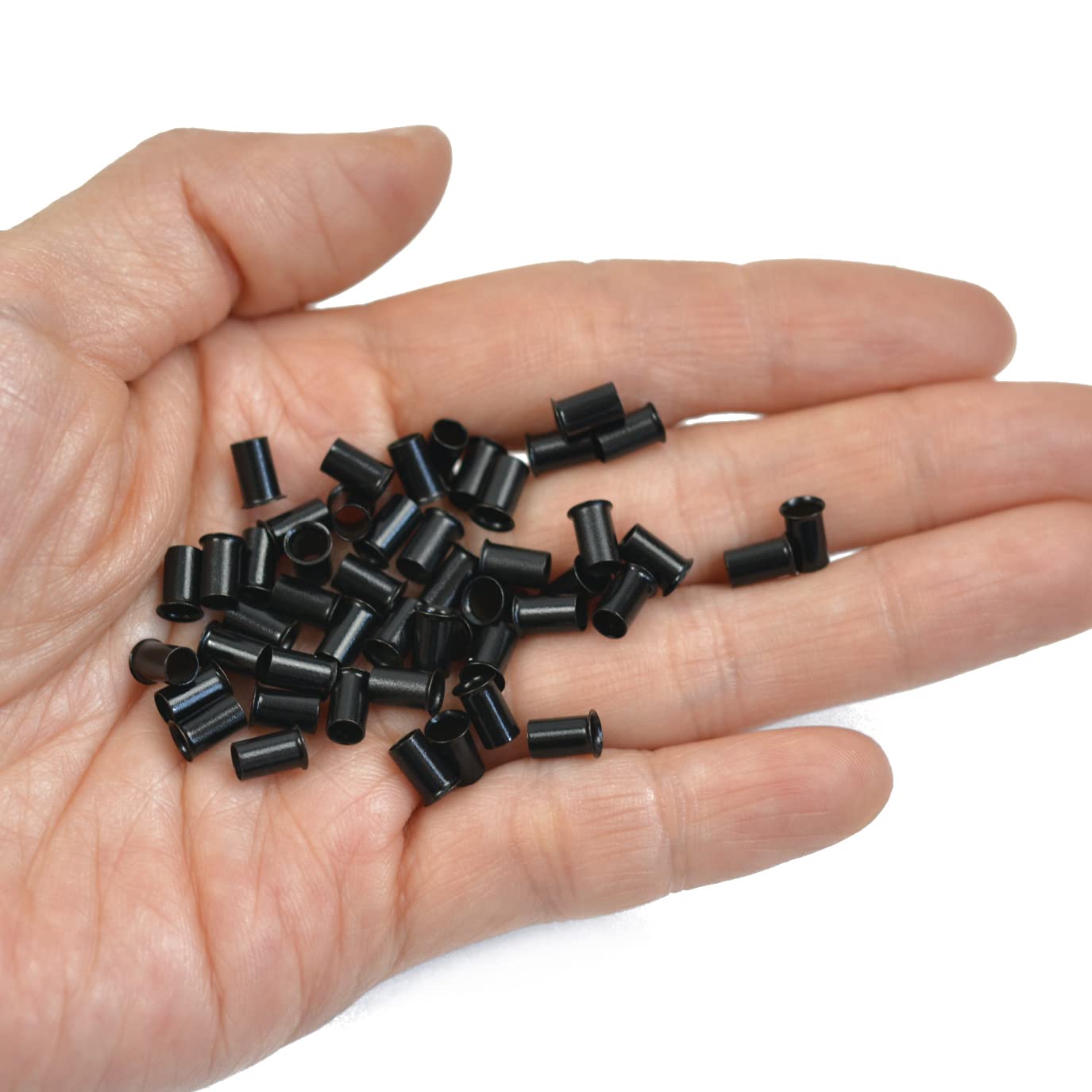 1000 piezas de 0.134 in de micro anillo de eslabones de cobre tubos de cuentas para extensiones de cabello humano I-Tip (negro + marrón oscuro +