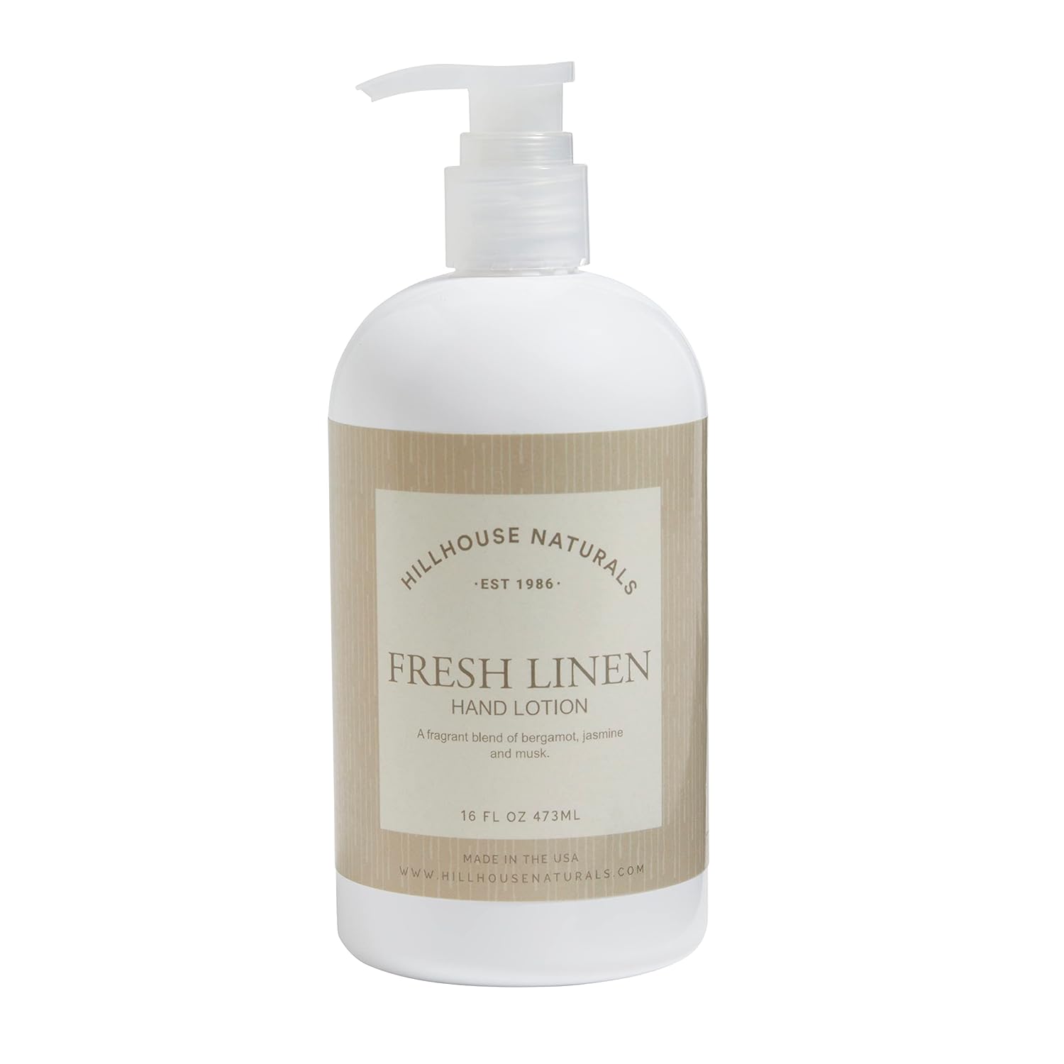 Hillhouse Naturals Loción para manos, manos secas, humectante no grasoso hecho con aceites esenciales, 16 onzas (lino fresco)