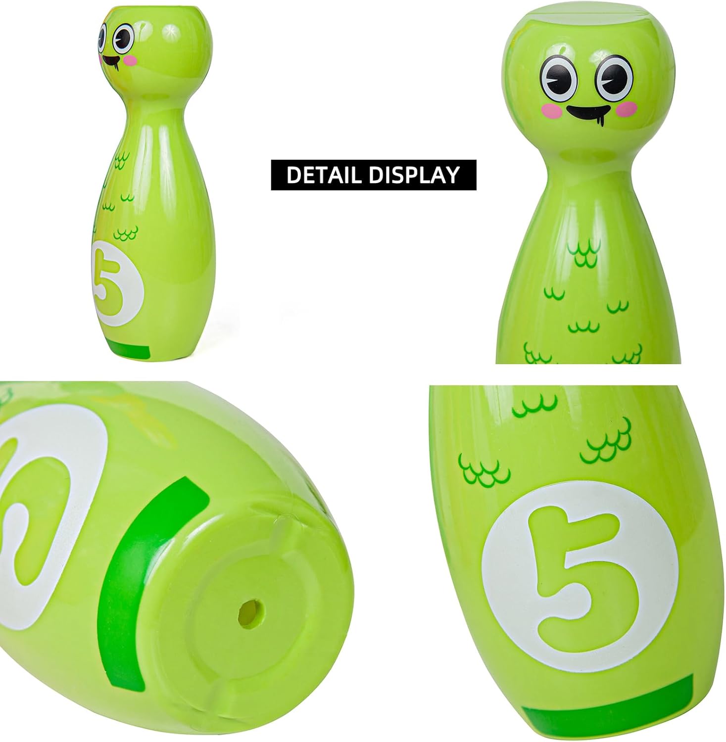 Juego de bolos para niños de 2 a 5 años, incluye 10 pines de plástico y 2 bolas, juegos de actividades en interiores, regalos de cumpleaños para