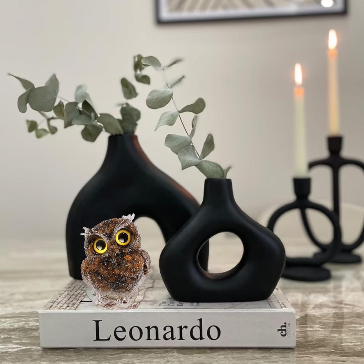 ACEDSGN Estatua de búho de 2.4 pulgadas, figura de búho de resina de cristal natural, pequeños detalles para estante, hogar, oficina, automóvil,