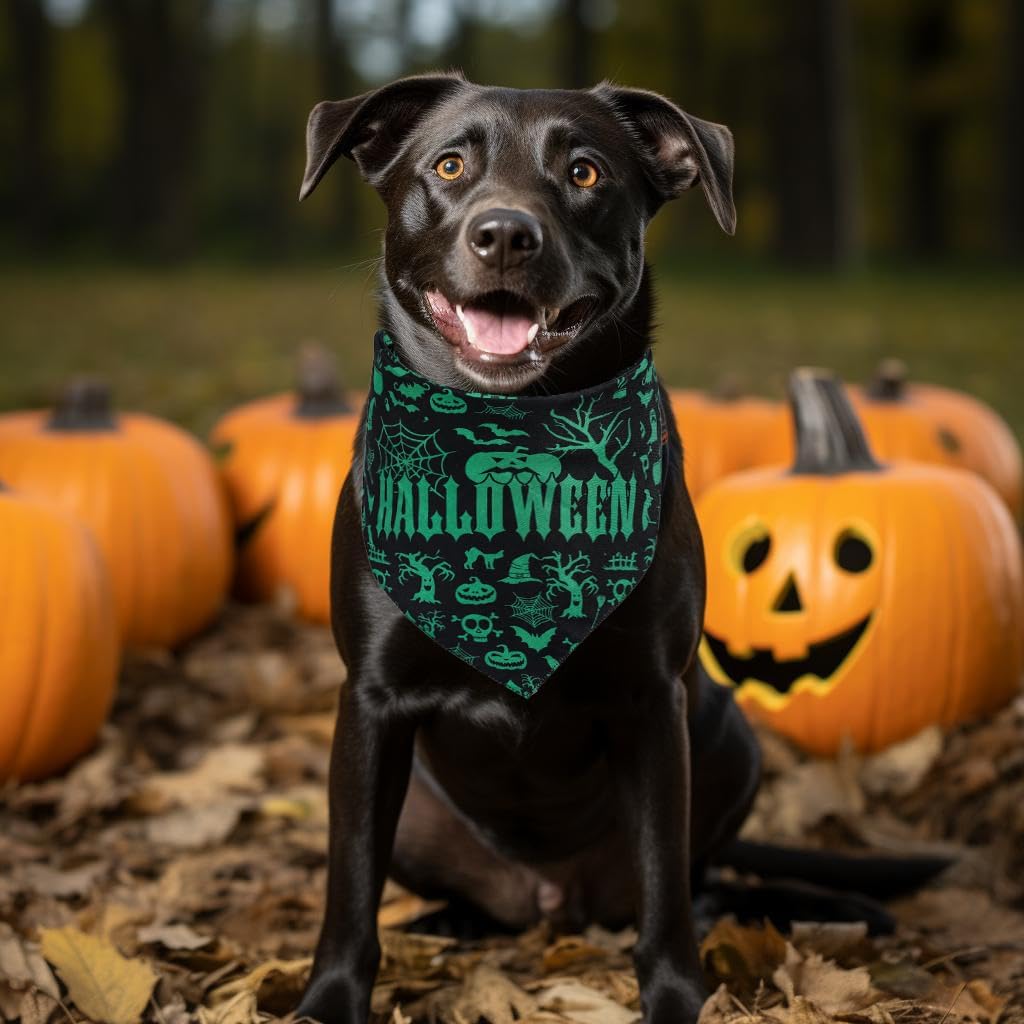 Duuclume 2 unidades de bandana para perro, Halloween, Navidad, patrón de Halloween, lavable, triangular, reversible, accesorios para niños y niñas,