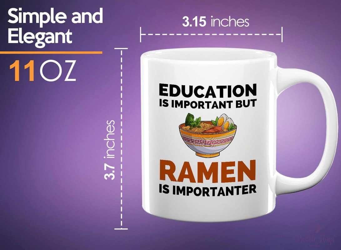 Ramen Lover – Taza de café de 11 onzas, color blanco, la educación es importante pero el ramen es importante, amantes de los alimentos, pollo,