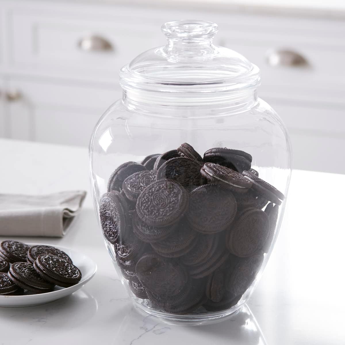 Huang Acrylic Tarro acrílico para galletas de 140 onzas con tapa, tarro de boticario, sin BPA e inastillable, ideal para bufés de dulces, exhibición