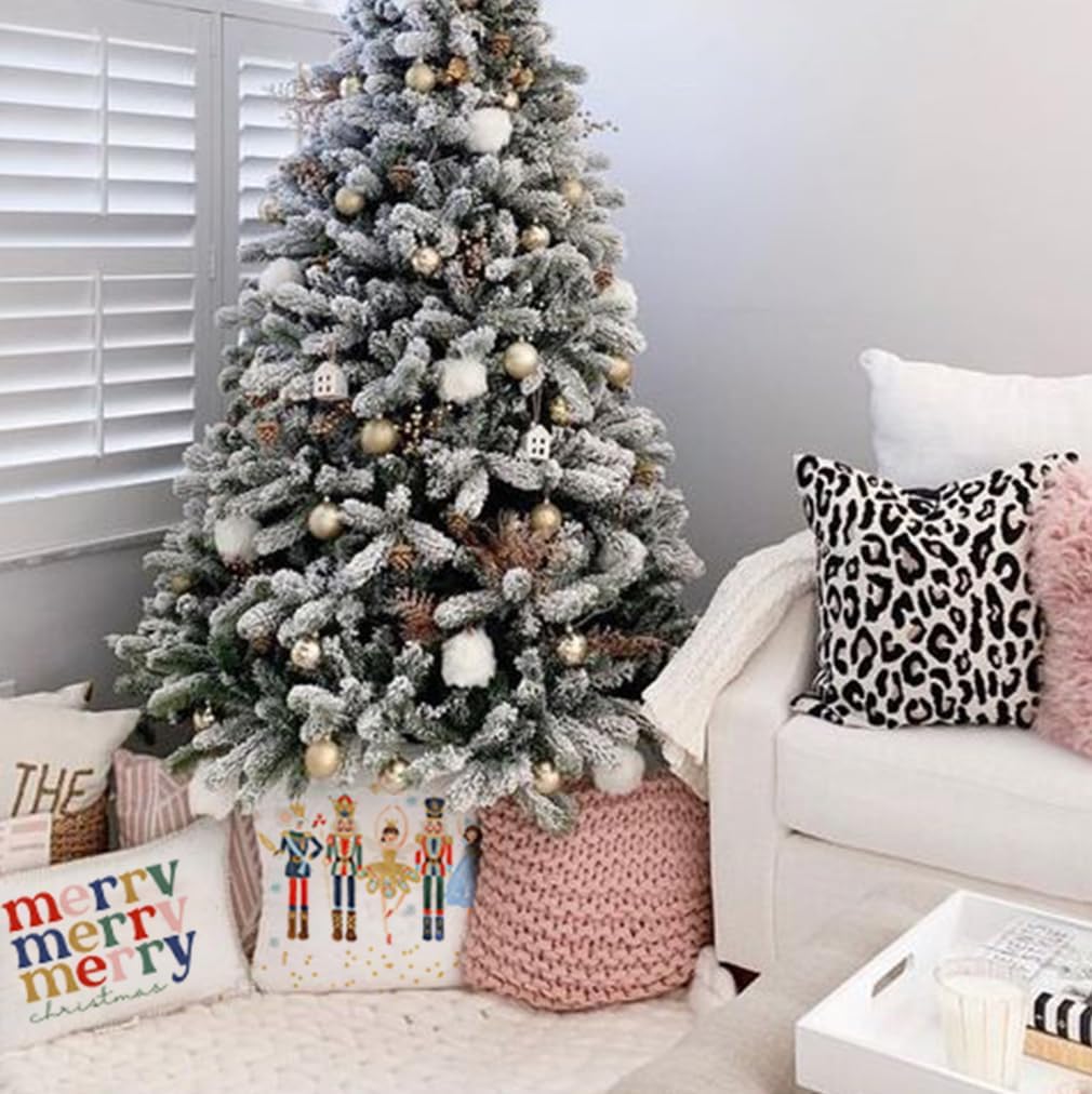HERHOME Juego de 4 fundas de almohada de Navidad de 18 x 18 pulgadas, diseño de ballet, decoración de árbol de Navidad, color rosa, fundas de