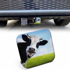 Beabes Cubierta de enganche para receptor de vaca, lindo ganado de granja, vaca, verde leche, prado, cubierta de enganche para receptores de 2 Beabes Cubierta de enganche para receptor de vaca, lindo ganado de granja, vaca, verde leche, prado, cubierta de enganche para receptores de 2