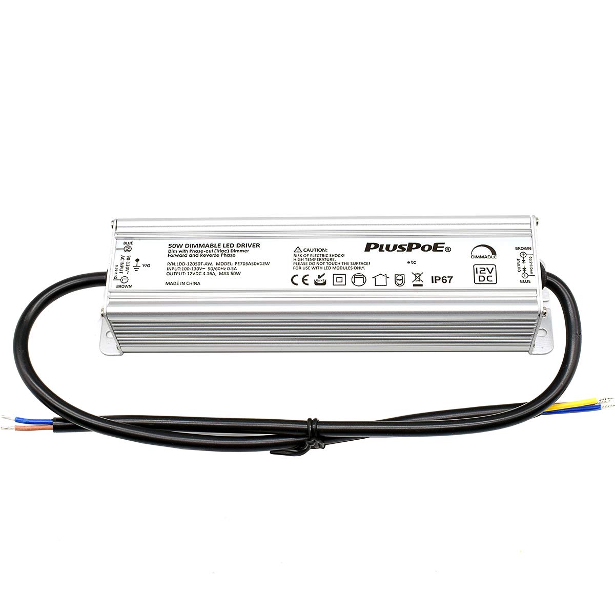 Controlador LED regulable impermeable de 12 V50 W, transformador de fuente de alimentación de 110 VCA a 12 VCC para luces LED al aire libre,