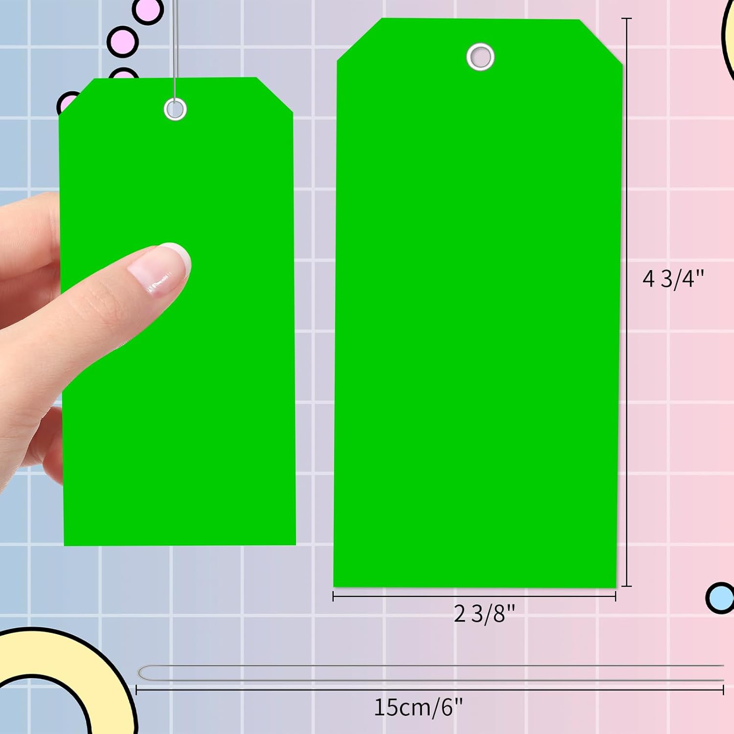 200 etiquetas de envío de plástico verde de 4 34 pulgadas x 2 38 pulgadas, etiquetas impermeables de alambre, etiquetas de envío, etiquetas