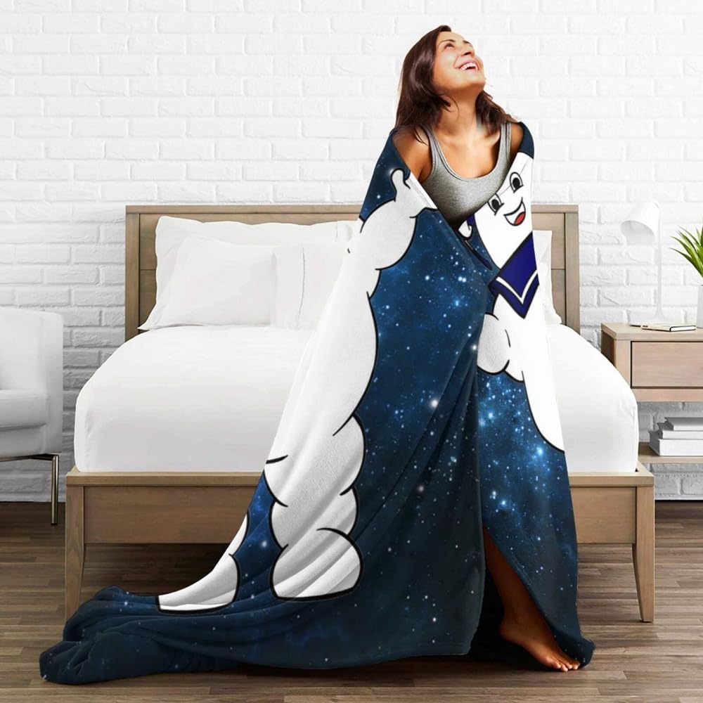Noble Temperament Stay Puft – Manta de franela para siesta de lana, ligera, cómoda, para sofá cama, suave y cálida manta de aire acondicionado