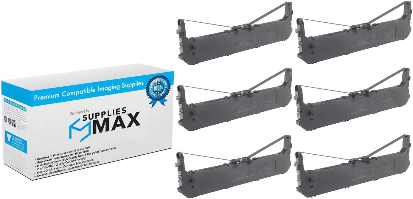 SuppliesMAX Repuesto compatible para Nukote BM317 cintas negras para impresora (6PK)  Reemplazo a Panasonic KX-P180  KX-P181