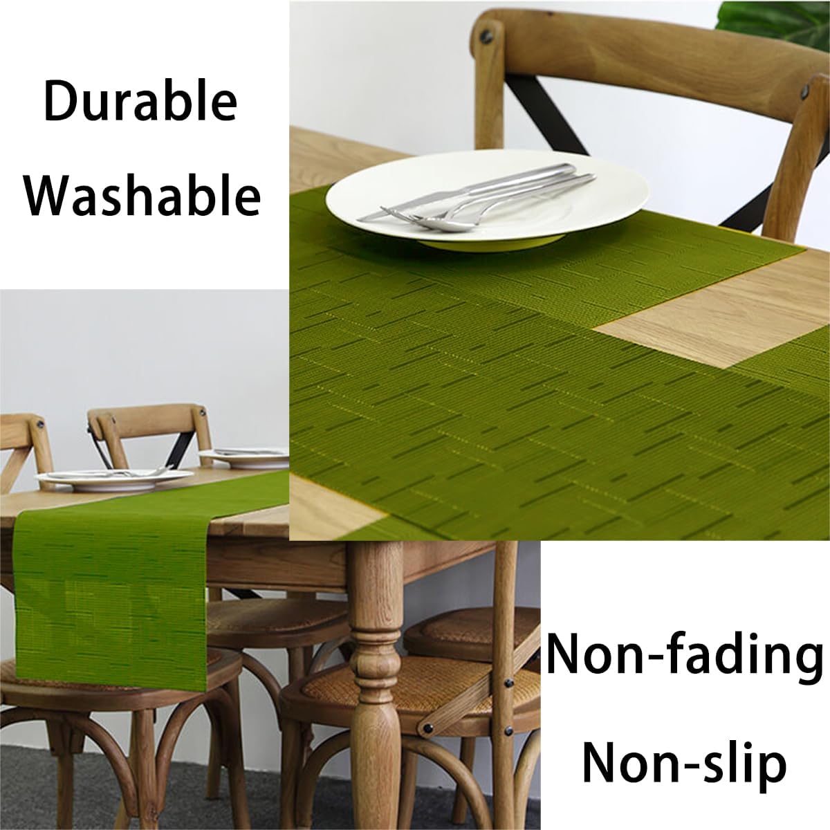 PIGCHCY Manteles individuales lavables de vinilo, elegantes manteles individuales resistentes al calor para mesa de comedor, juego de 6 unidades, 18