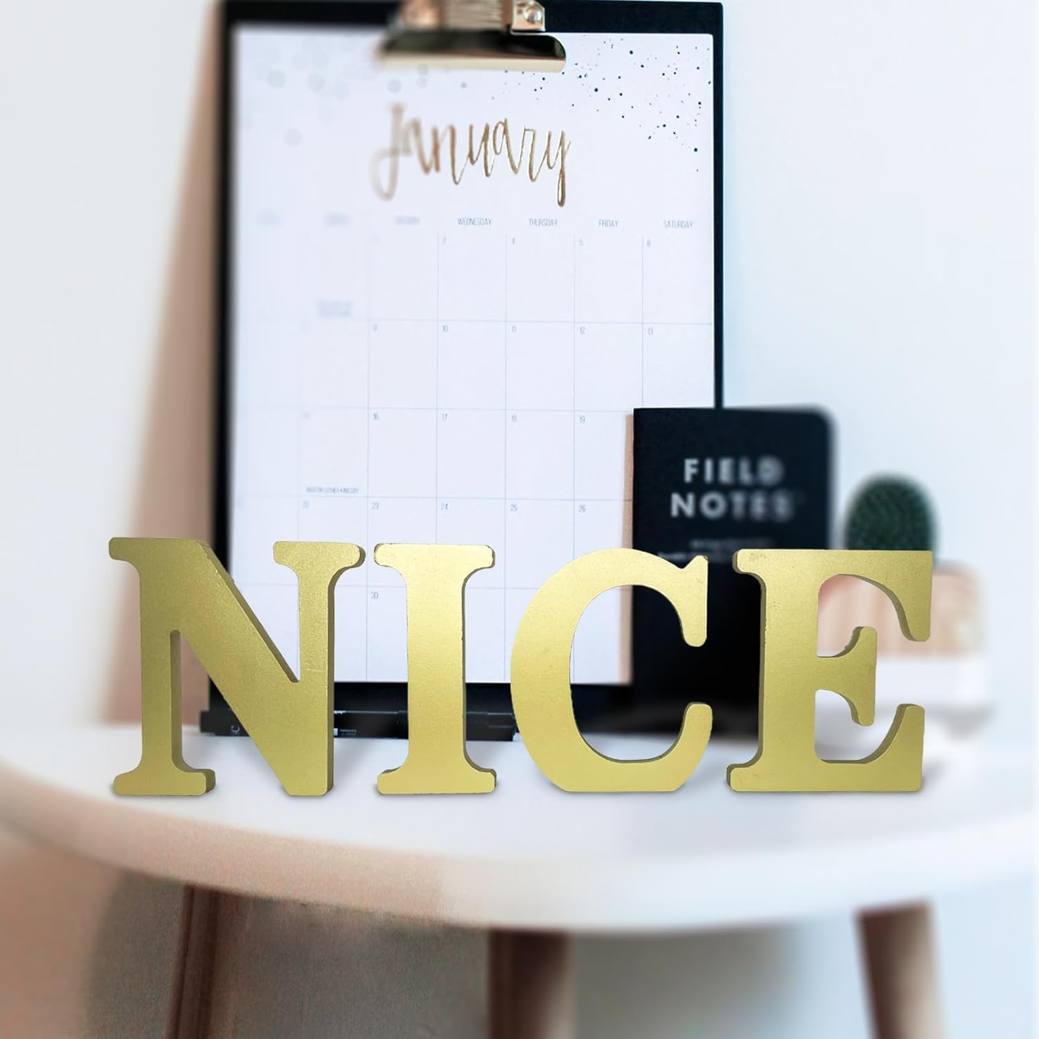 AOCEAN Letras de madera dorada de 6 pulgadas, letras de madera sin terminar para decoración de pared, letras decorativas de pie en rodajas, tablero