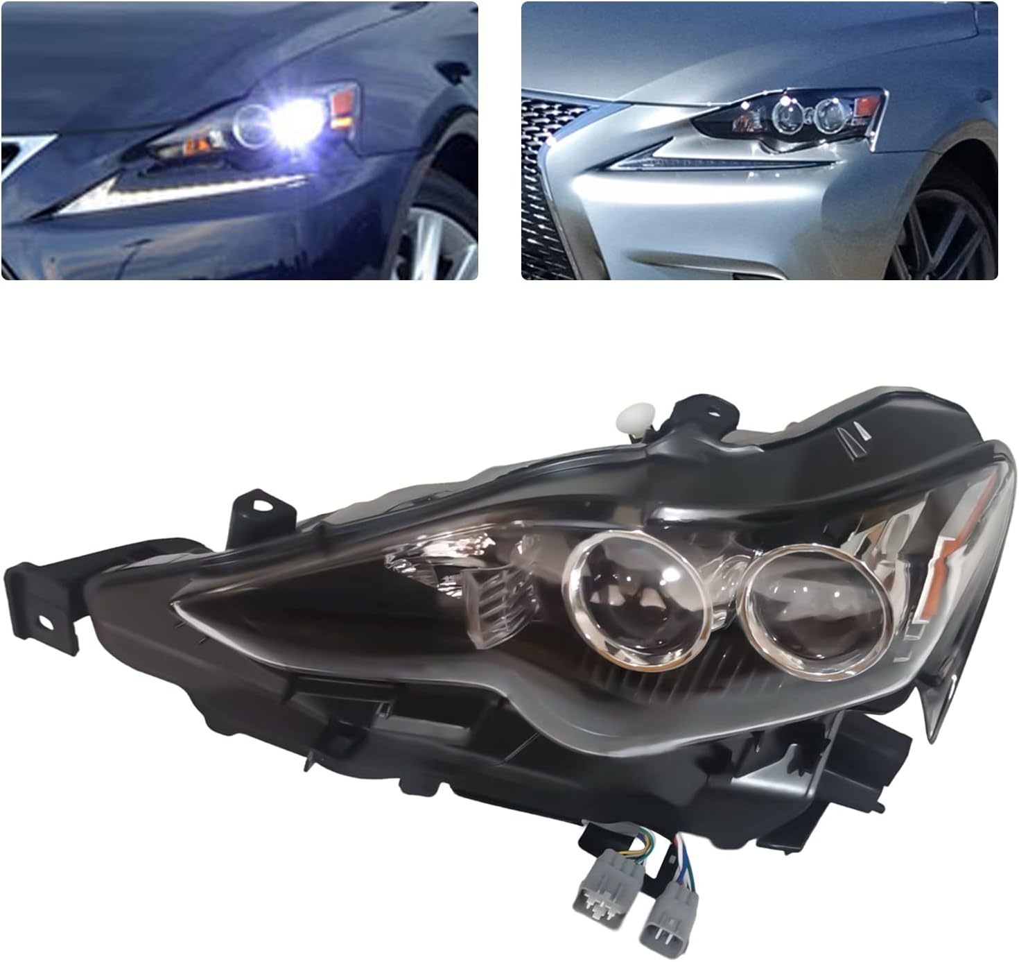 Faro delantero compatible con Lexus IS250 IS350 2014 2015 2016, faros delanteros LED, carcasa negra, lente transparente, lado izquierdo del