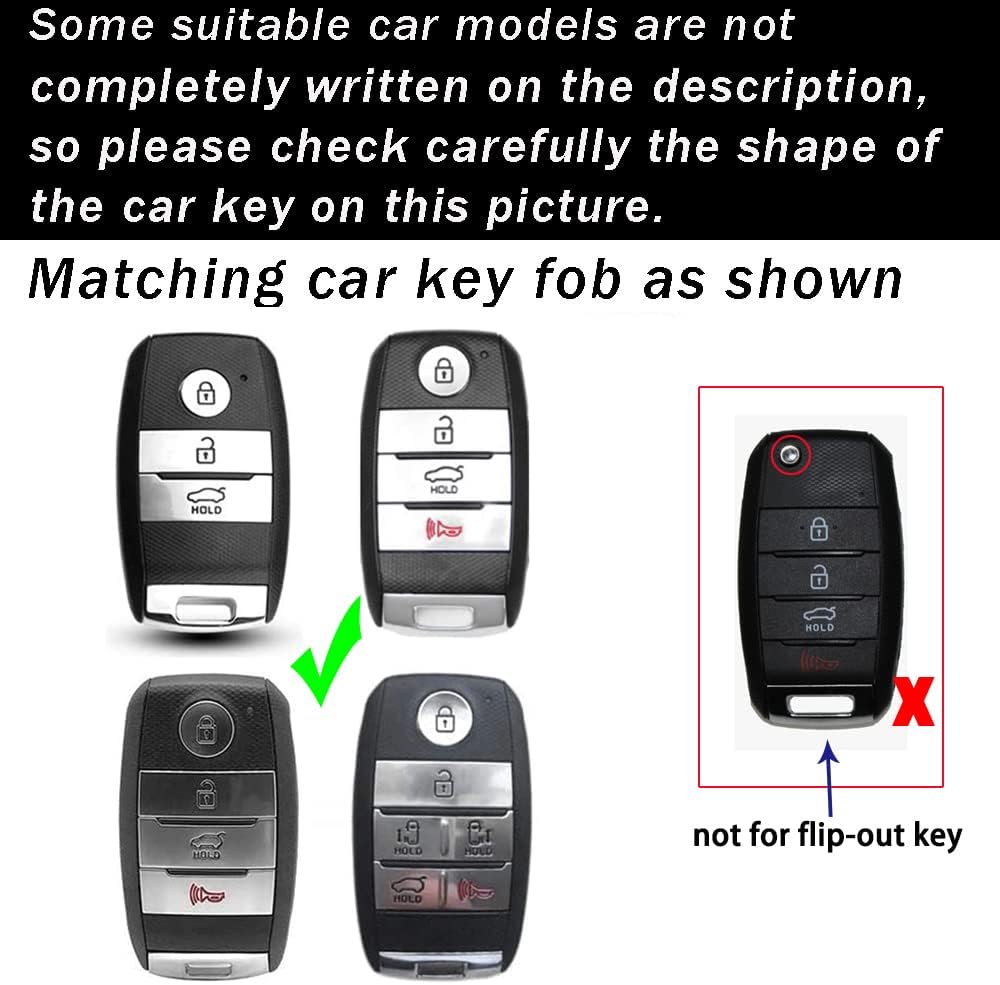 ontto Funda para llavero Kia, diseño de carbono, para accesorios Forte Koup Optima Rio, funda de metal para llaves de Sedona Sorento sin llave,
