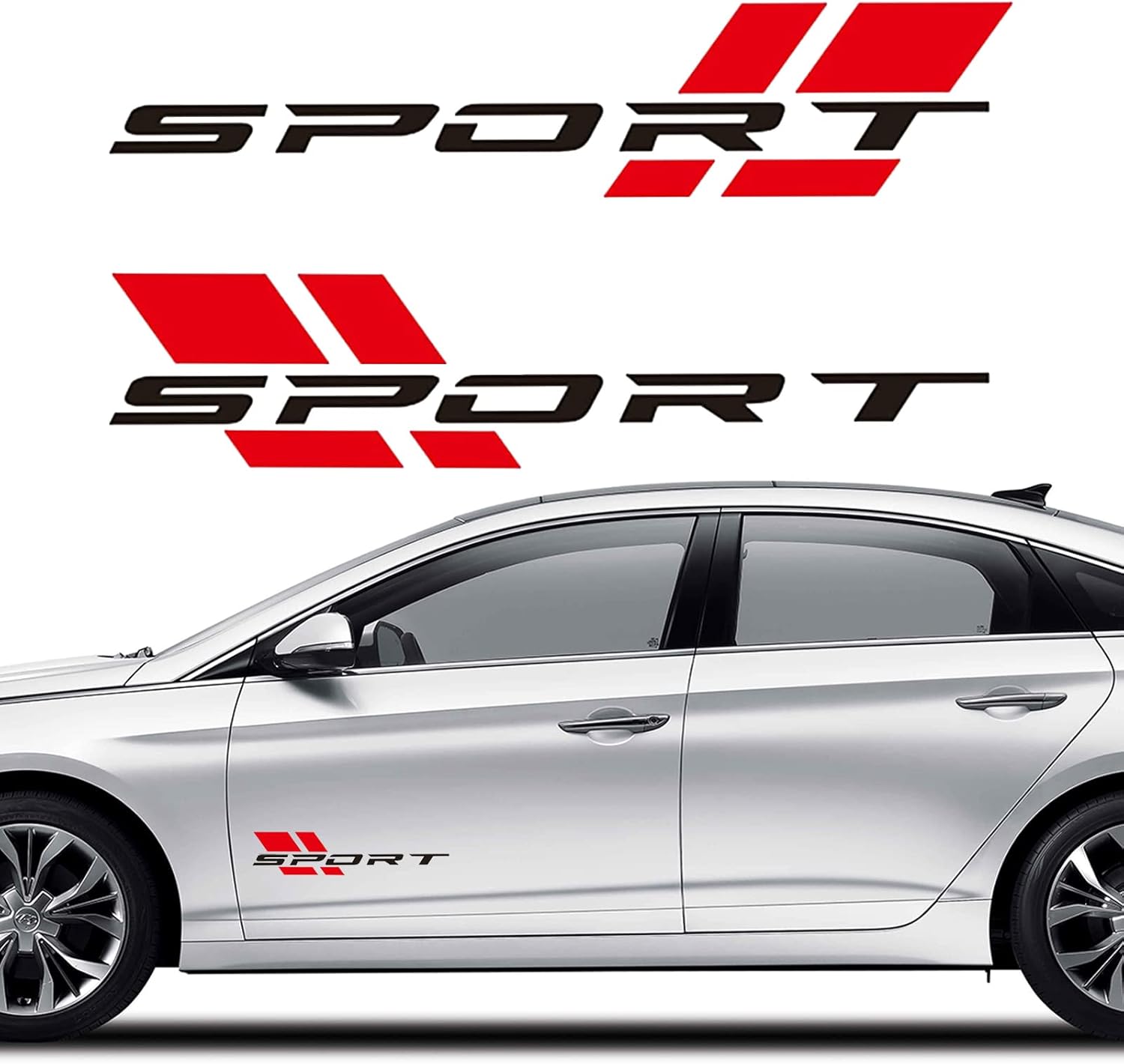 Zhizhong Calcomanía deportiva de automóvil, calcomanía de vinilo de 16 pulgadas para todos los lados de los automóviles (negro y rojo)