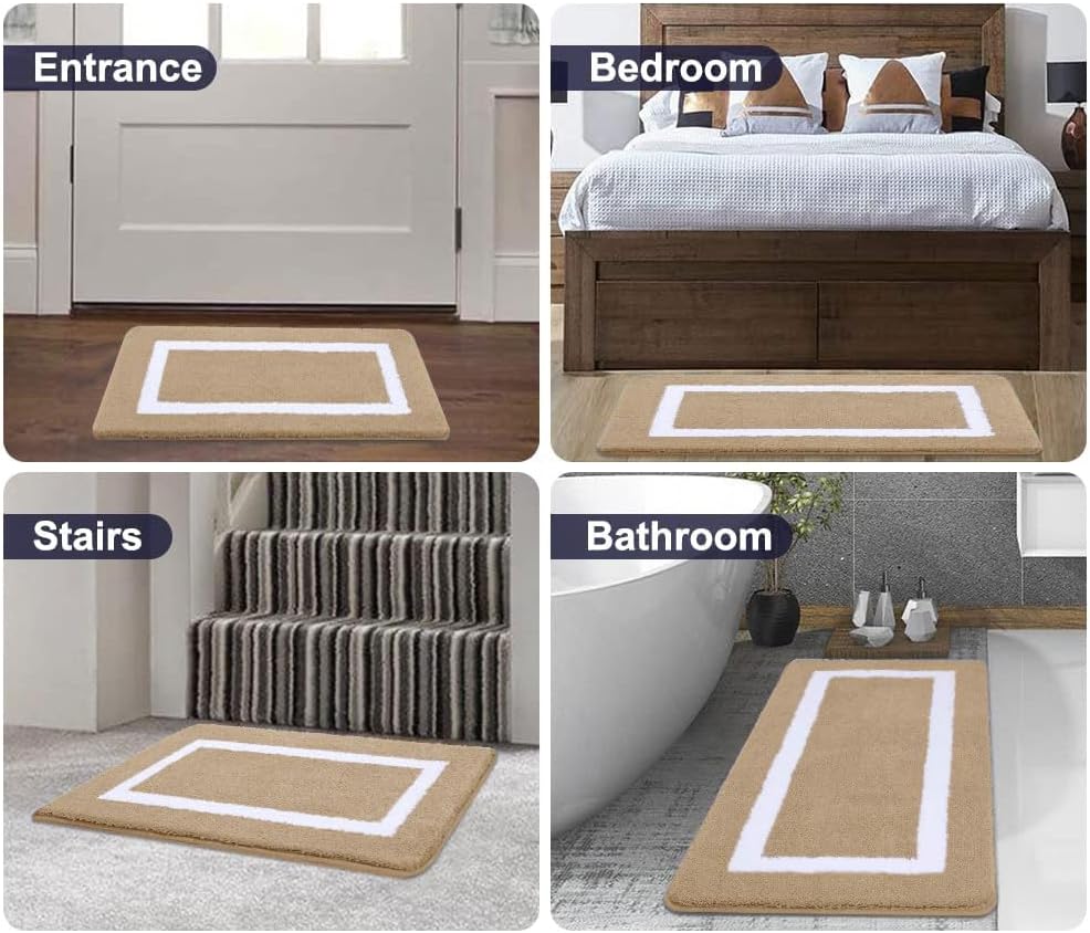 Kitinjoy – Tapete de baño de microfibra muy suave, absorbente, antideslizante, afelpado y peludo, lavable y secable a máquina, para baño, tina o