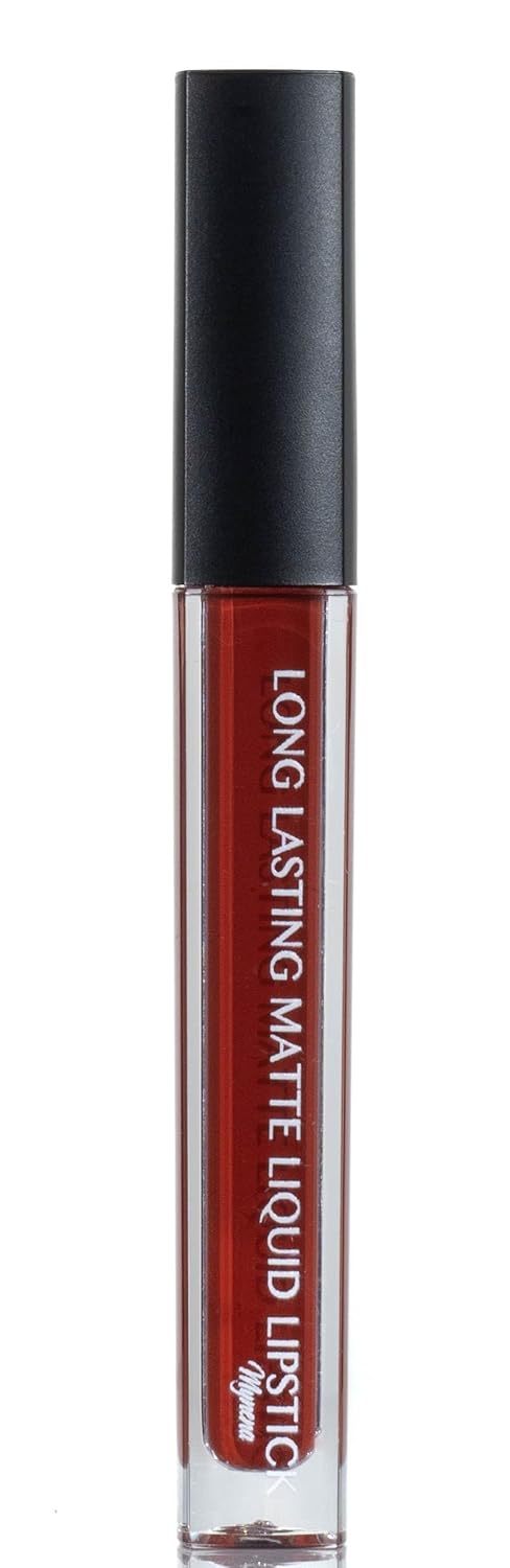 Mynena Lápiz labial líquido mate rojo parduzco de larga duración, impermeable, ligero para alta comodidad, uso durante todo el día, sin talco, sin