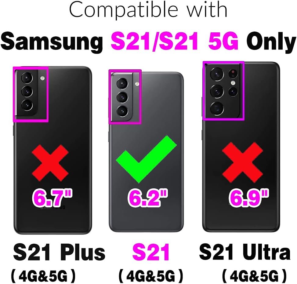 Asuwish Funda de teléfono para Samsung Galaxy S21 5G de 6.2 pulgadas con protector de pantalla de vidrio templado y correa para la muñeca de cuero