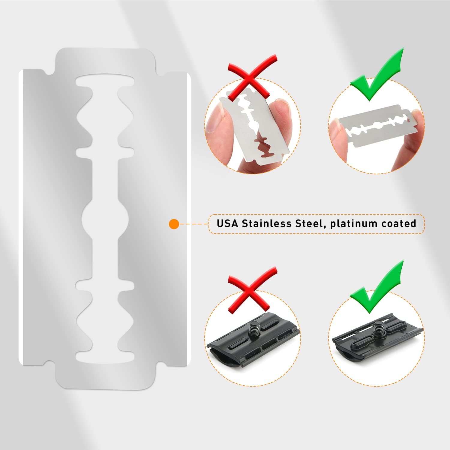 Maquinilla de afeitar de seguridad de doble filo negro mate con soporte para hombres, maquinilla de afeitar DE de metal reutilizable con 10