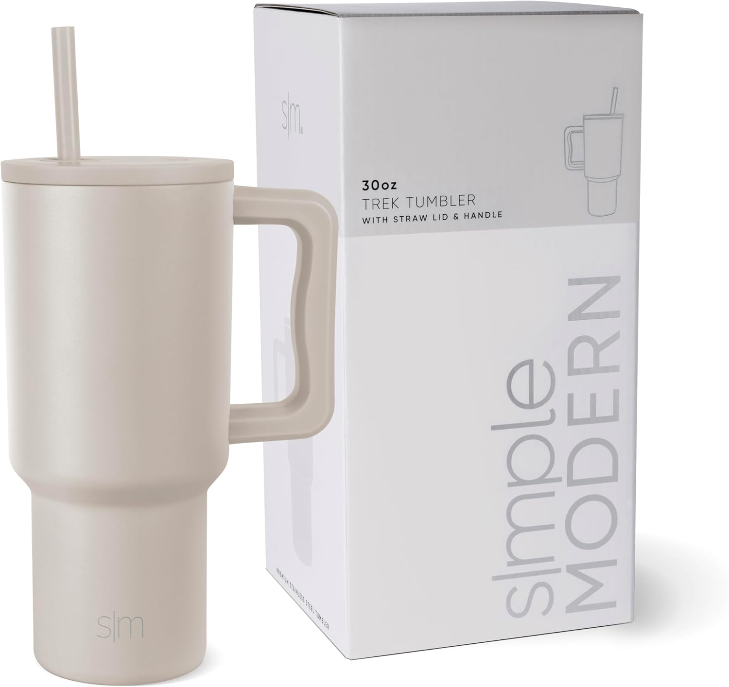 Simple Modern Vaso de 30 onzas con asa y tapa con popote, botella de agua reutilizable de acero inoxidable, taza aislada de viaje, apta para tazas,