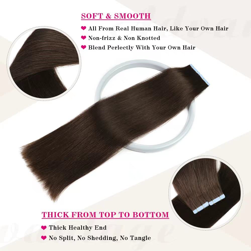 Extensiones de cabello humano con cinta, extensiones de cabello humano Remy 100% real, sin costuras, extensiones de cabello humano real, extensiones