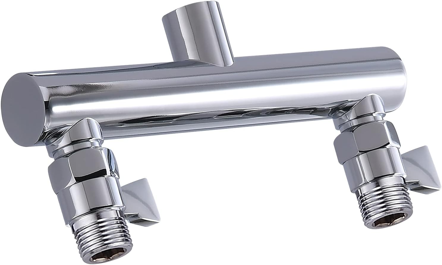 HAOXIN Colector de ducha de doble salida con válvula de cierre, adecuado para sistema de ducha de doble rociador, cromo, STC03