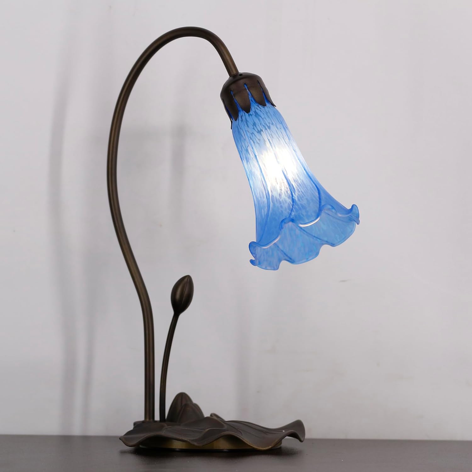 Lily – Pantalla de cristal de tulipán azul marino, 2 unidades, repuesto para lámpara de mesa, estilo Tiffany, pantalla de piso