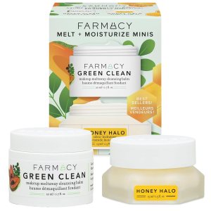 Farmacy Melt + Moisturize Minis Duo  Green Clean Bálsamo limpiador de maquillaje y miel Halo Ceramida hidratante facial  La rutina perfecta para Farmacy Melt + Moisturize Minis Duo  Green Clean Bálsamo limpiador de maquillaje y miel Halo Ceramida hidratante facial  La rutina perfecta para