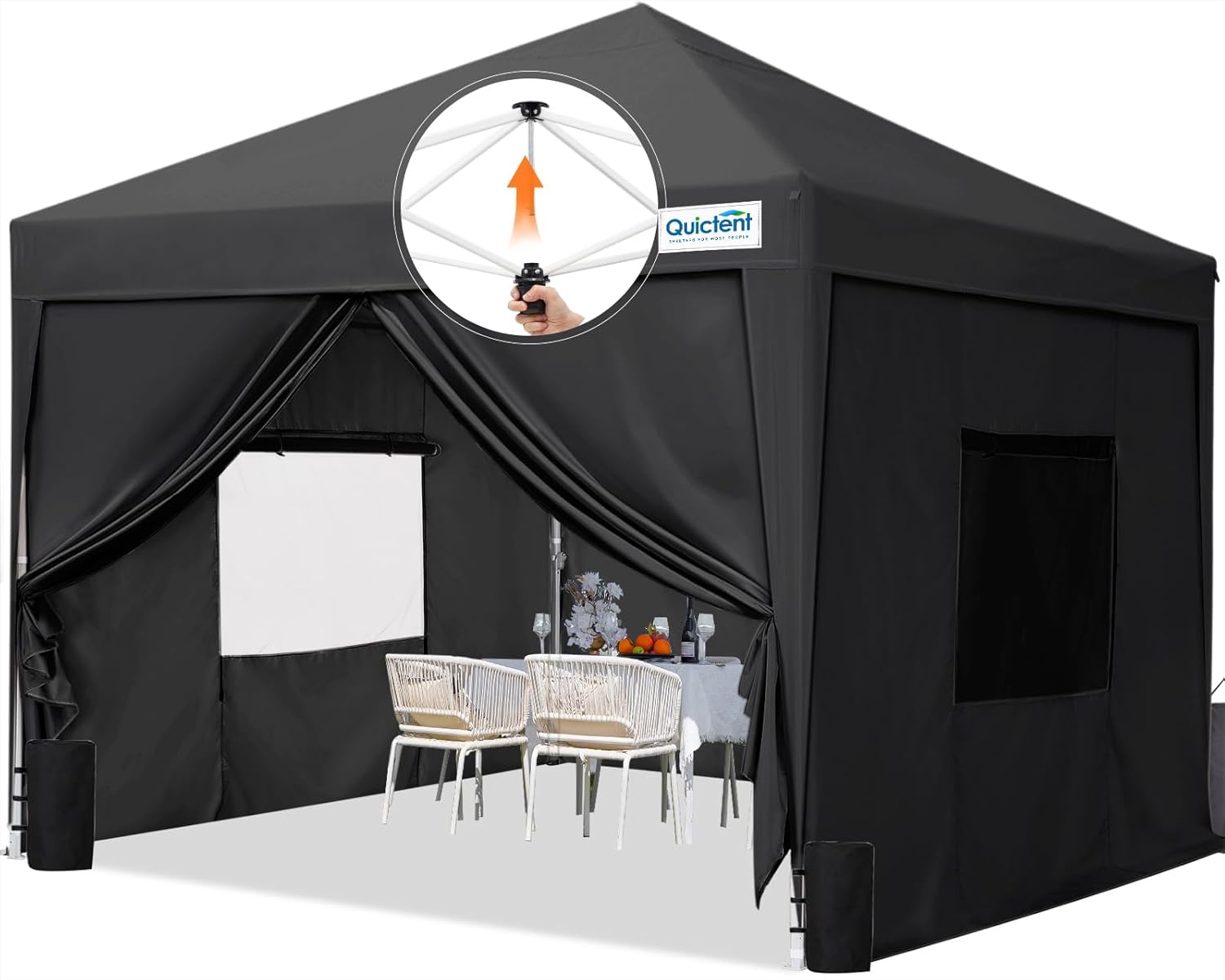 Quictent Tienda de campaña desplegable de privacidad de 8 x 8 pulgadas con paredes laterales y ventanas ventiladas enrollables, configuración para