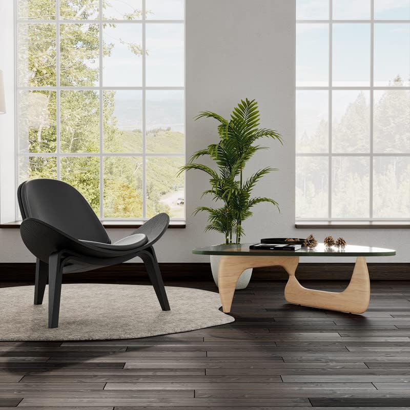 Silla de salón moderna de mediados de siglo, piel sintética, muebles escandinavos, trípode de madera contrachapada, diseño clásico, sillas
