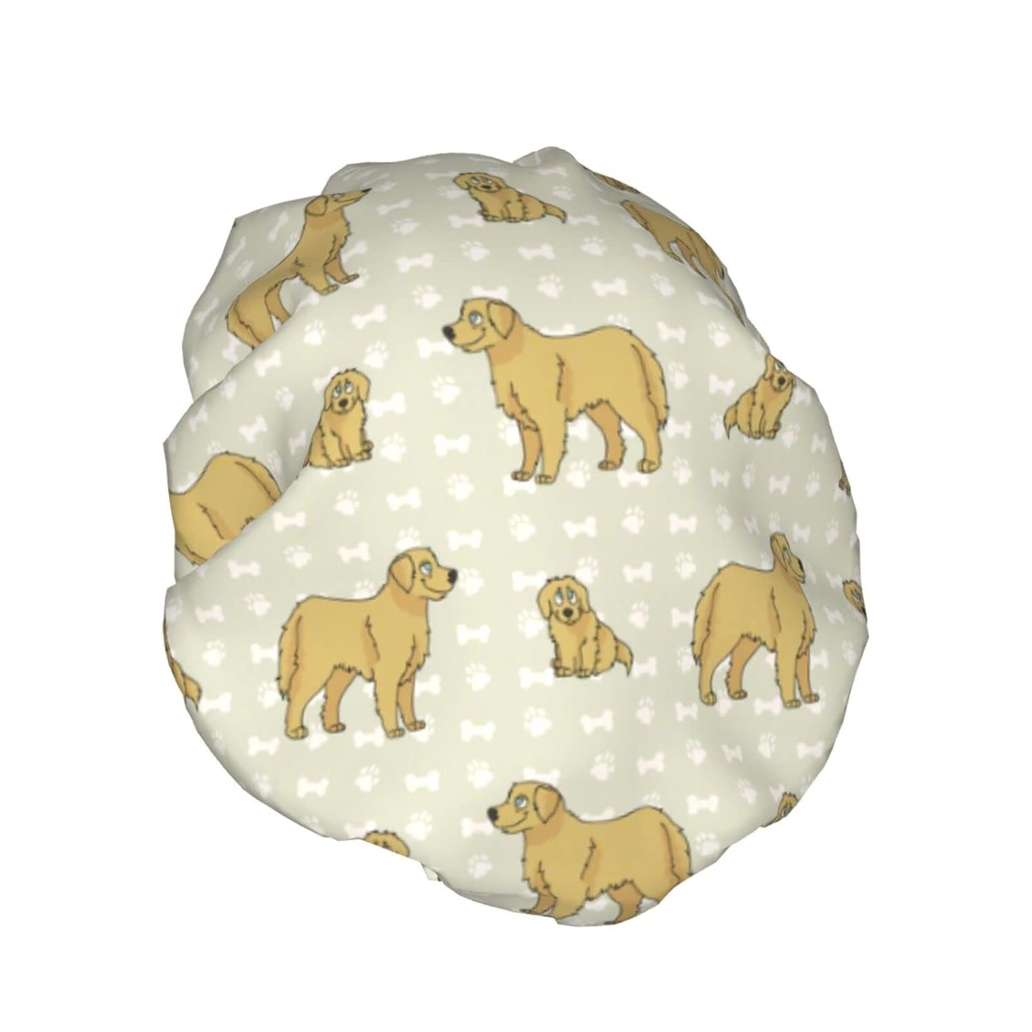 Golden Retriever Dogs Pattern Shower Caps Reusable Bath Cap Double Layers Waterproof Shower Cap for Women Long Hair