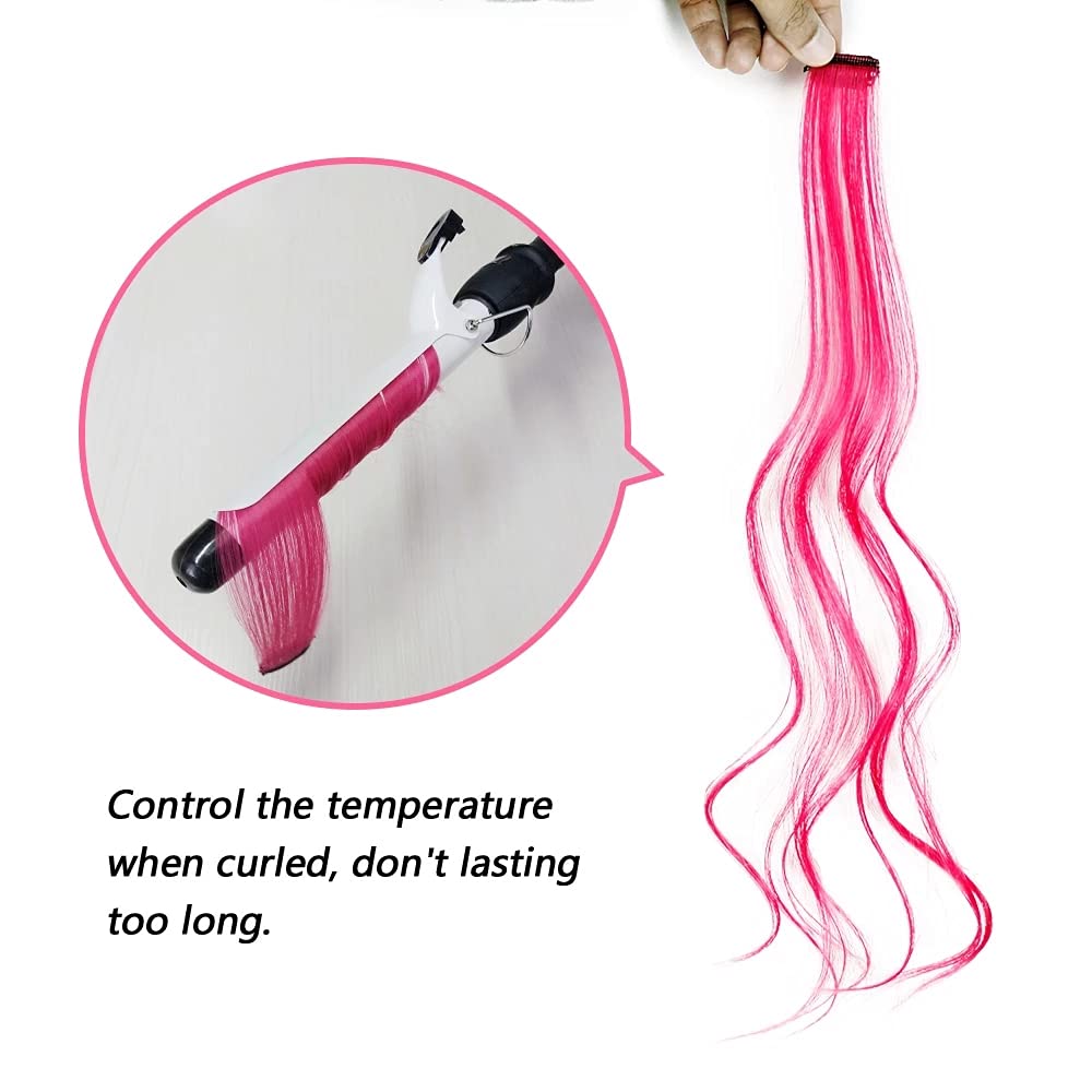 Extensiones de cabello lacio de 22 pulgadas, 12 piezas de extensiones de cabello sintético con clip para mujeres, niños y niñas, color rojo