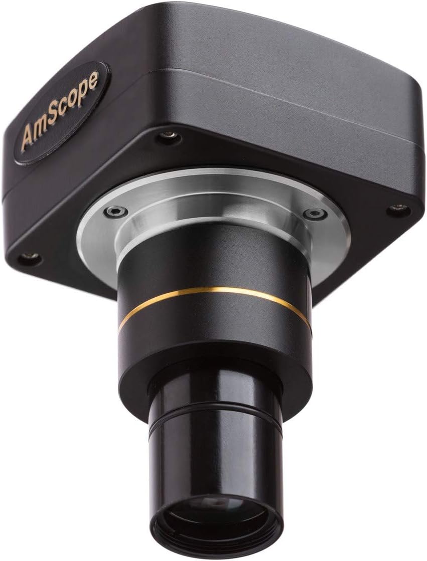 AmScope Cámara de microscopio USB 2.0 de 1.3 MP con lente de reducción + software + 2 adaptadores de montaje (Windows XPVista7810Mac OS XLinux)