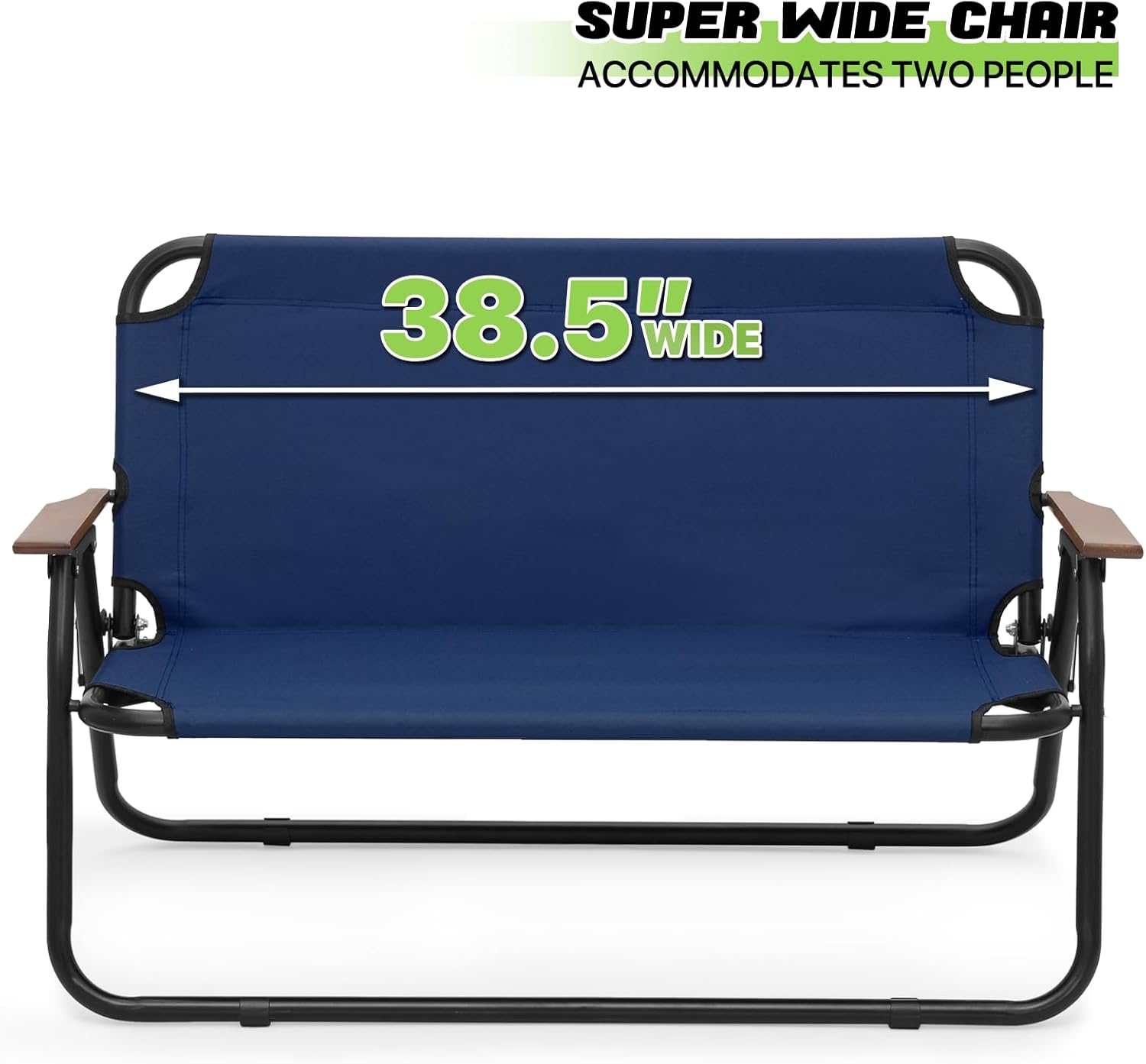 Magshion Silla de campamento de doble asiento de 39 pulgadas que soporta 330 libras para adultos, silla plegable de alta resistencia para 2