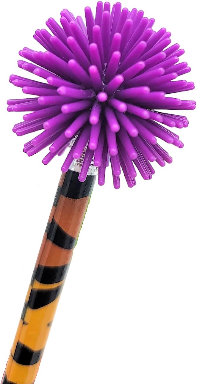 Zugar Land Coloridas tapas de lápices de bolas de seto (paquete de 12) de 1.5 pulgadas. Diversión para la ansiedad. Bolas de pinchos. Incentivo de