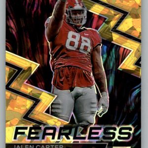 2023 Panini Prizm Draft Picks Fearless Gold Ice #2 Jalen Carter Georgia Bulldogs Official NCAA Football Card in Raw (NM or Better) Condition 2023 Panini Prizm Draft Picks Fearless Gold Ice #2 Jalen Carter Georgia Bulldogs Official NCAA Football Card in Raw (NM or Better) Condition