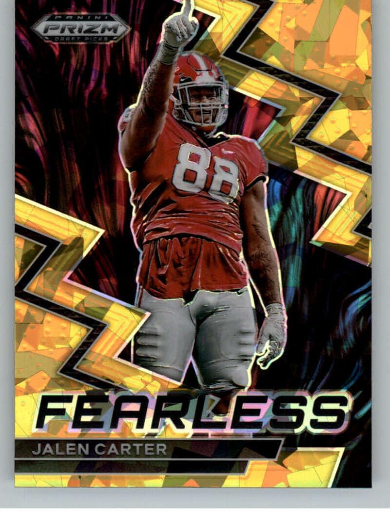 2023 Panini Prizm Draft Picks Fearless Gold Ice #2 Jalen Carter Georgia Bulldogs Official NCAA Football Card in Raw (NM or Better) Condition