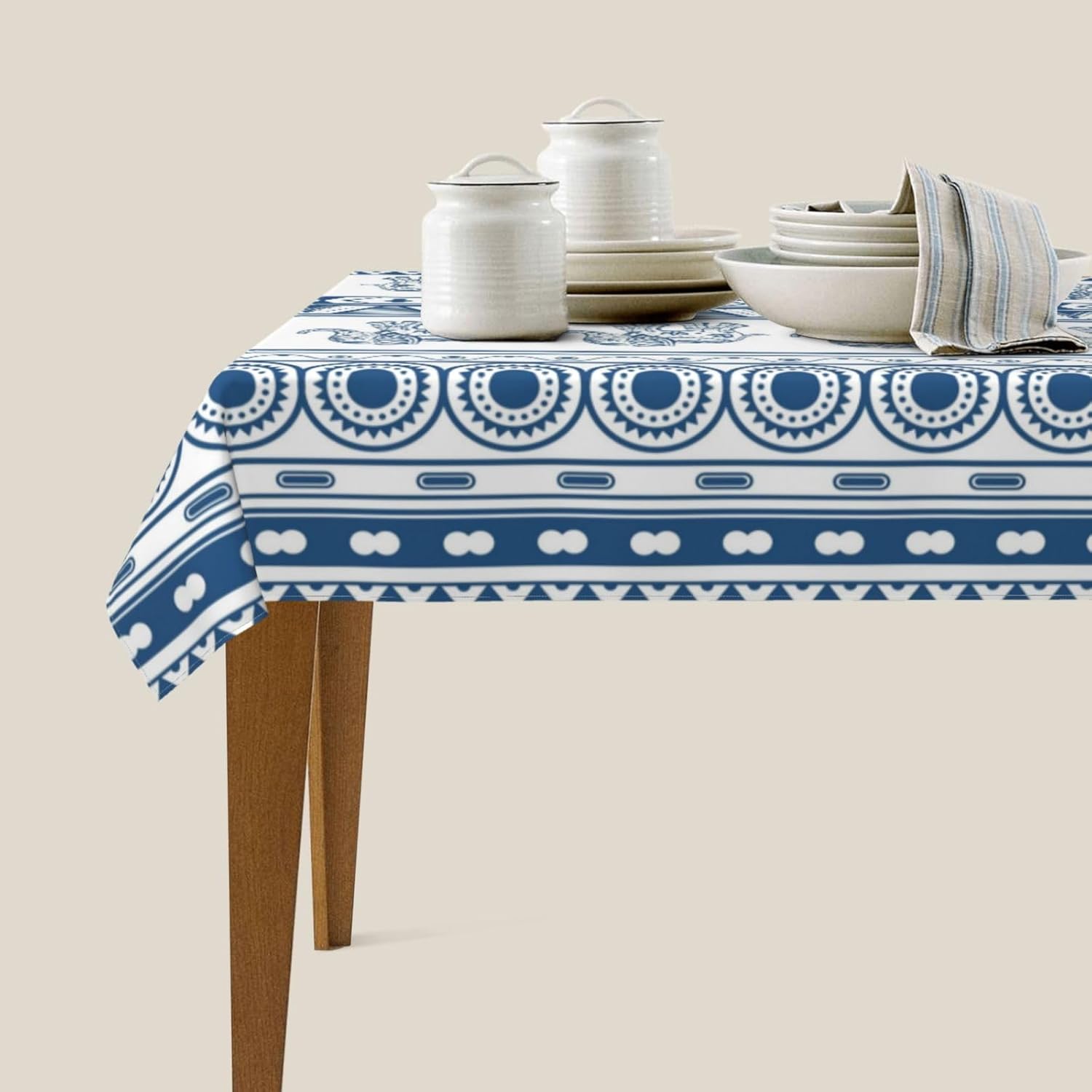 Mantel rectangular bohemio impermeable para mesa de pícnic, 54 x 72 pulgadas, lavable, de poliéster, para fiestas, cumpleaños, bodas, vacaciones,
