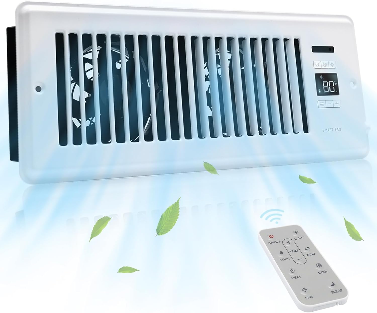 COZZIVITA Ventilador de refuerzo de registro ultra silencioso de 4 x 12 pulgadas, con termostato inteligente para calentar y enfriar rápidamente,