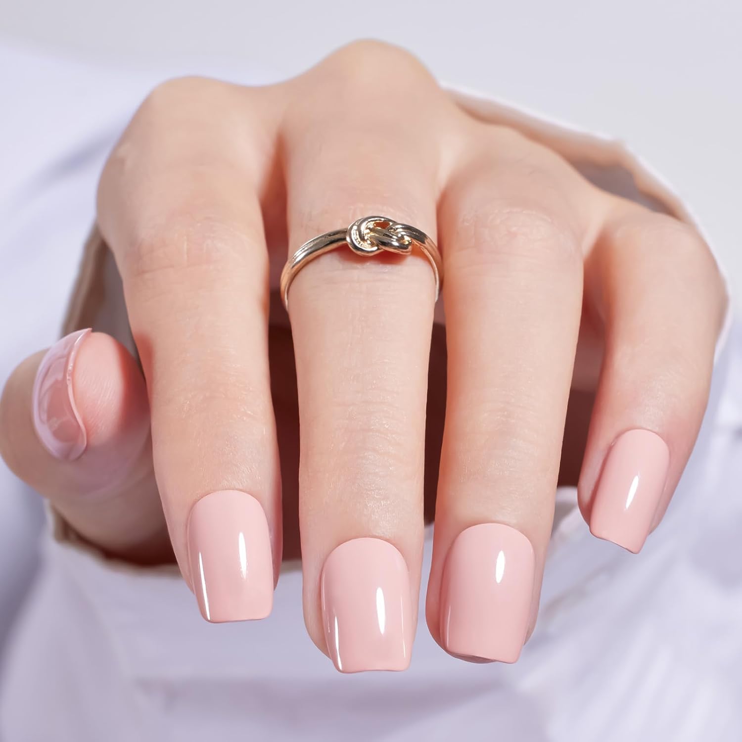 Beetles – Uñas postizas a presión con pegamento de uñas, 2 colores, uñas postizas cuadradas cortas, kit de 56 unidades, color rosa nude, incluye