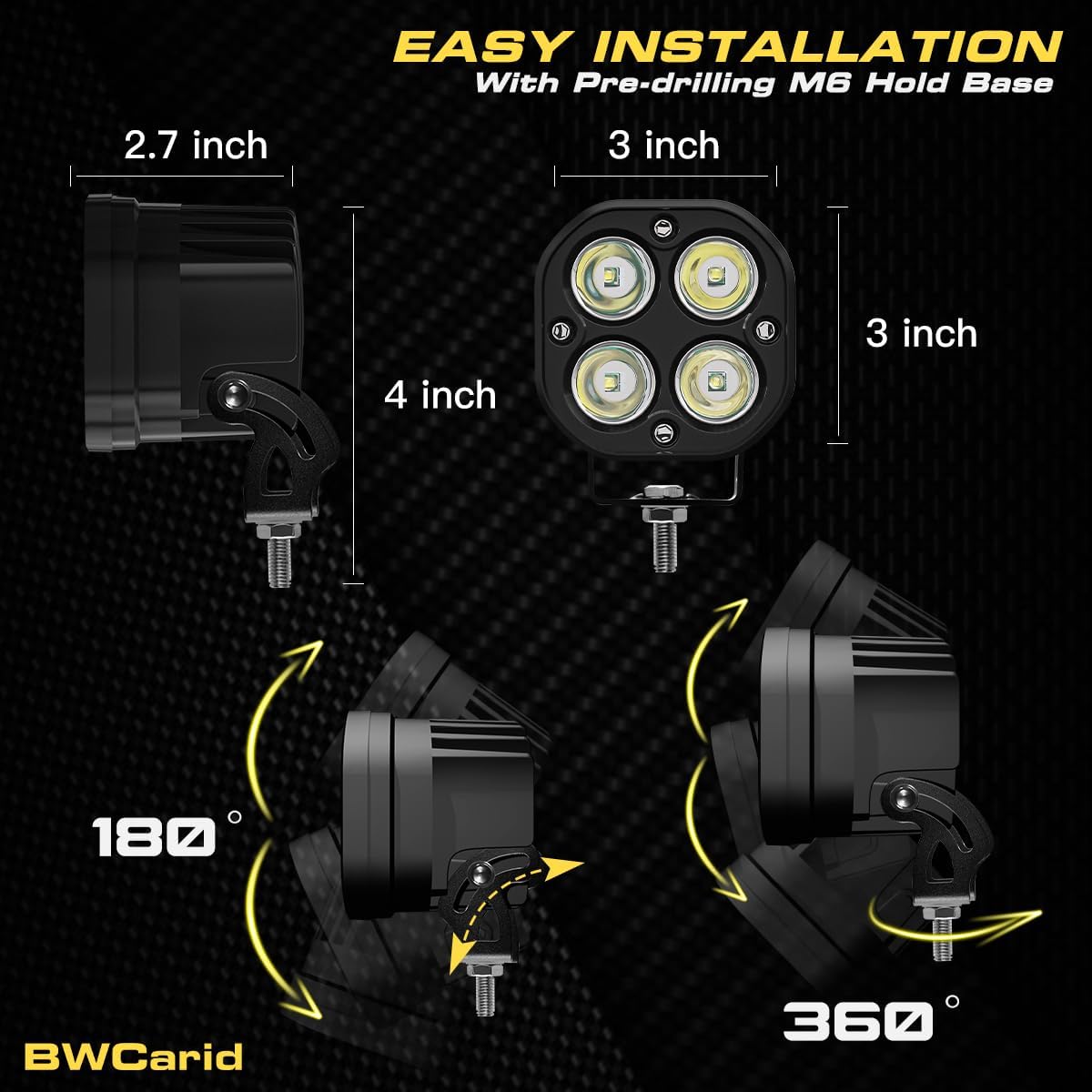 Kit de luces antiniebla auxiliares LED de 40 W con interruptor, arnés de cable, haz de inundación, impermeable, para Jeep, camioneta, SUV,
