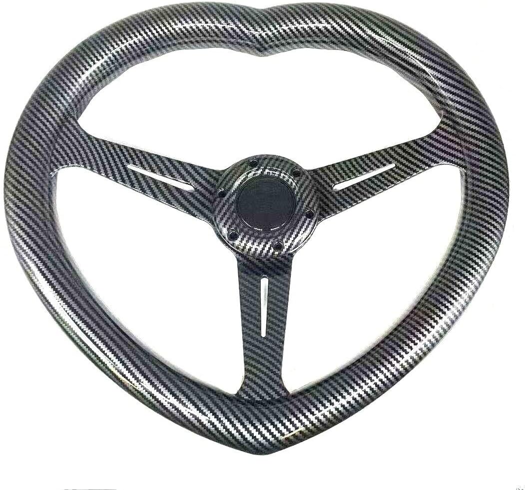 Volante en forma de corazón negro del ABS universal del volante del estilo de la fibra de carbono