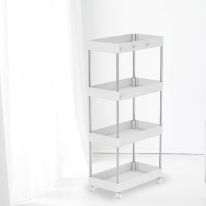 Minmallfe – Carrito rodante de 4 niveles con ruedas, carrito de almacenamiento rodante como carrito de aperitivos, carrito de utilidad, estante de Minmallfe – Carrito rodante de 4 niveles con ruedas, carrito de almacenamiento rodante como carrito de aperitivos, carrito de utilidad, estante de