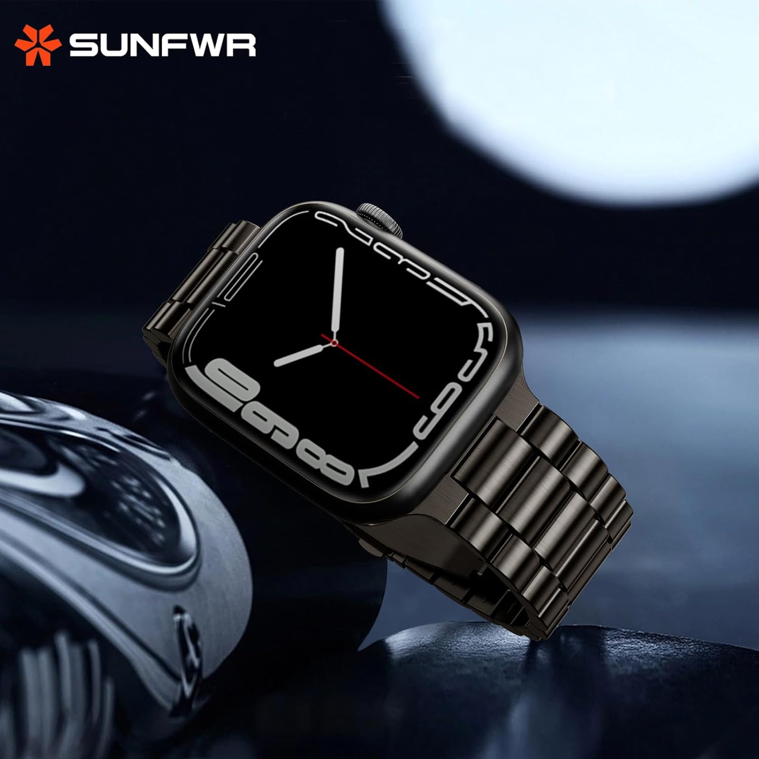 SUNFWR Compatible con Apple Watch Band de 1.614 pulgadas, 1.575 pulgadas, 1.496 pulgadas, para mujeres y hombres, correa de metal de acero