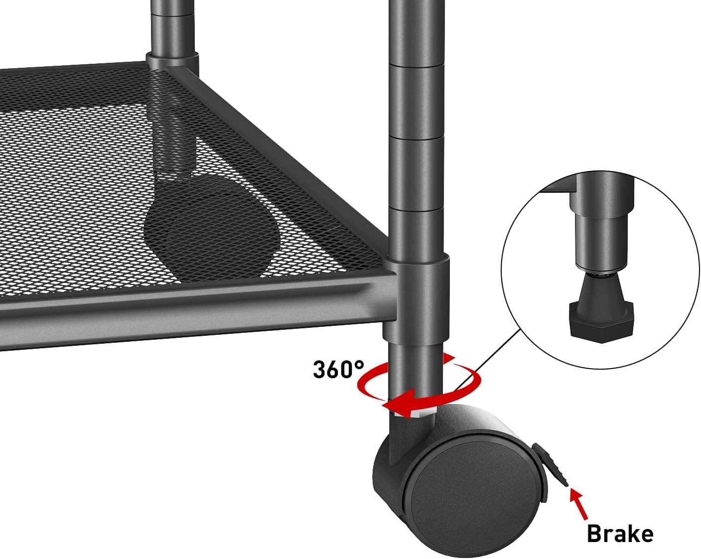 OVICAR Estante de almacenamiento con ruedas  Estantería ajustable de alambre de malla de 5 niveles, estante de almacenamiento de metal para cocina,