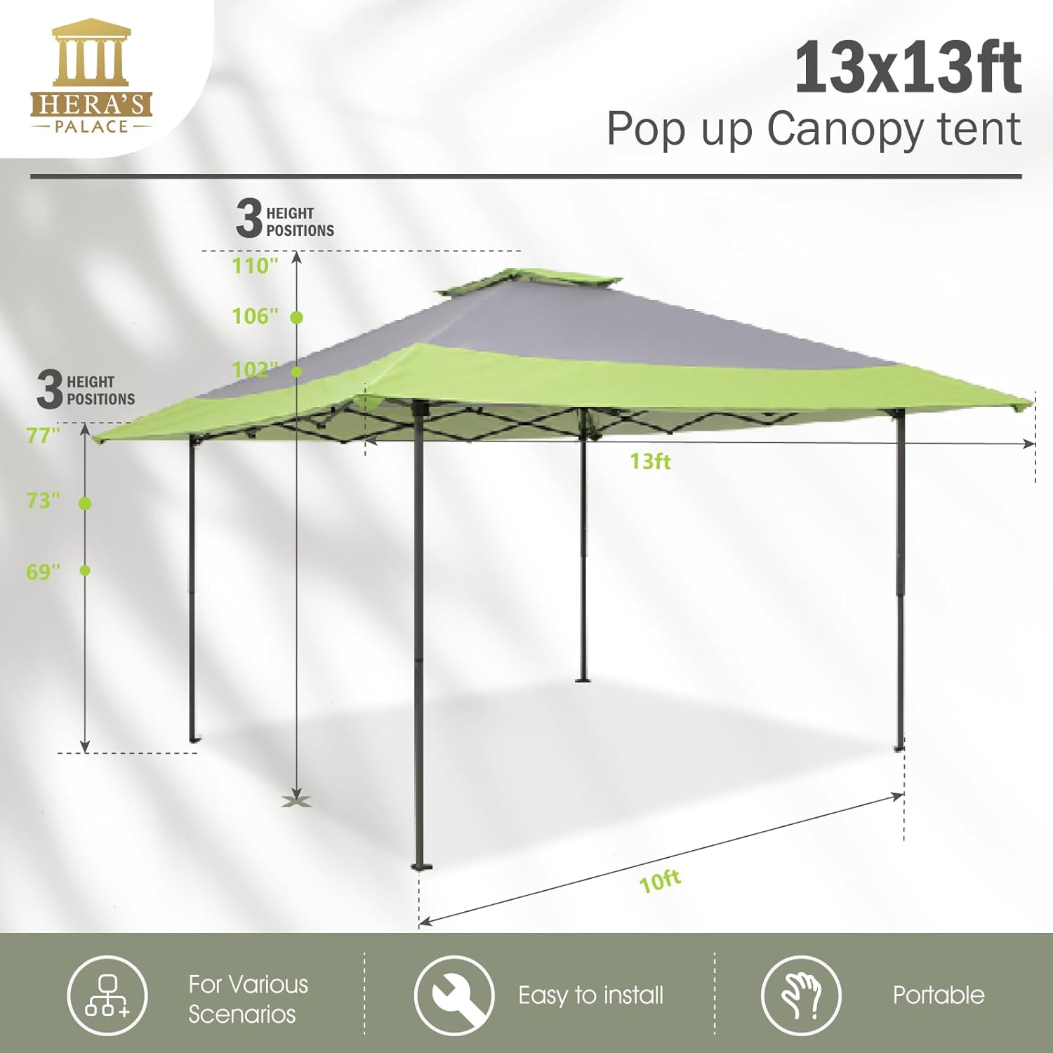 HERA’S PALACE Toldo desplegable de 13 x 13 pulgadas para patio con bolsa, toldo de sombra fácil de poner, tiendas de campaña resistentes para patio