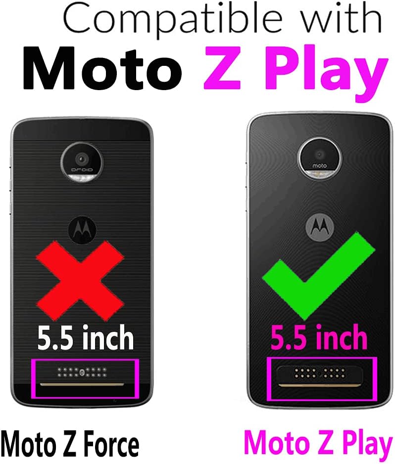 Compatible con Moto Z Play – Funda tipo cartera con correa de muñeca de cuero con soporte para tarjetero, accesorios para celular, funda para