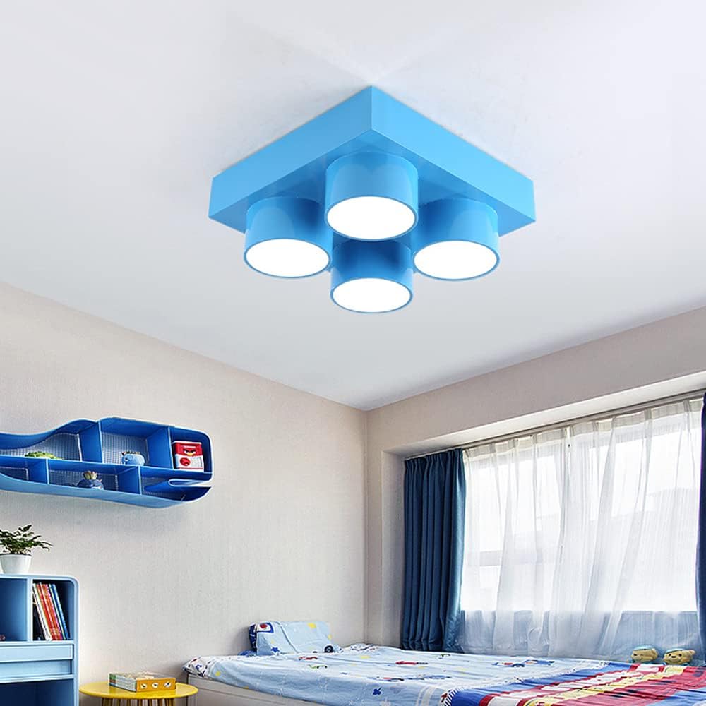 Lámpara de techo moderna para niños para habitación de niños, accesorio de iluminación de techo de montaje empotrado, colorido bloque de acrílico
