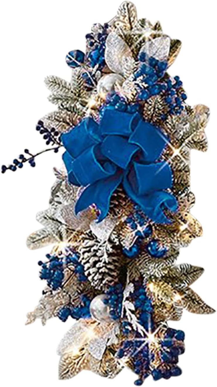 Guirnalda de lágrima artificial de Navidad, luces LED, adornos preiluminados, decoración de corona de escalera, decoración colgante para pared,