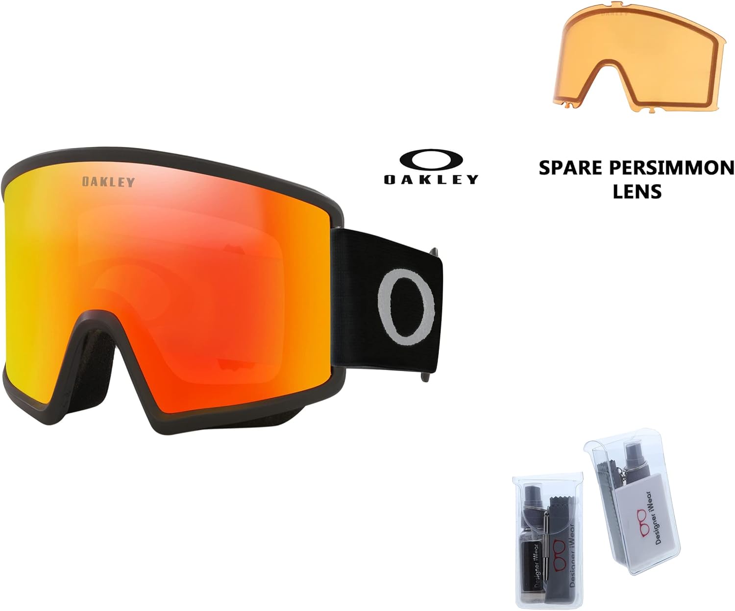Oakley Target Line – Gafas de esquí medianasgrandes para hombres y mujeres, OO7120, OO7121 + paquete con kit de lentes de diseñador iWear