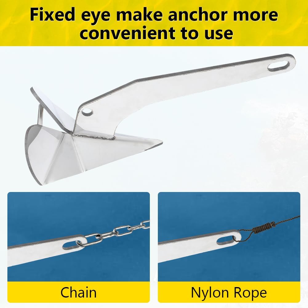 Ancla triangular para barco de 11 libras, ancla estilo Delta de acero inoxidable 316, ancla triangular estilo ala resistente